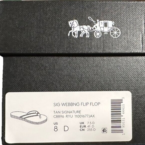 Coach Men's Webbing Flip Flop Tan Signature (8) - Picture 2 of 2